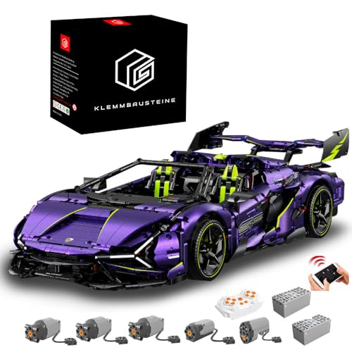 MocSpaß Technik Auto für Lambo SIAN, 1:8 Technik Auto mit 5 M0T0R, Technik Supercar Bausatz MOC Rennauto KIemmbausteine Kompatibel mit Lambo Supersportwagen von MocSpaß
