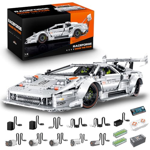 Technik Auto 1: 8 für Lamborghini Countach LP5000 QV Hypercar, Technik Auto mit 6 M0T0REN Technik Auto Bausatz MOC Auto KIemmbausteine für Lambo LP5000 Technik Auto, G-10649 von MocSpaß