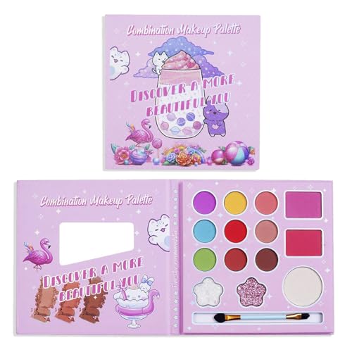 MockTota schminkset mädchen, ungiftig und abwaschbar kinder make up set mädchen, halloween schminke kinderschminken set, DIY Prinzessin kids makeup set for girls, Kinder Schminkpalette (Farbe 14) von MockTota