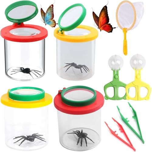 Mockotta 9 Stück Becherlupen Für Kinder,Lupenglas Für Kinder,Becherlupe,Lupenglas mit 4 Lupendose,1 Insektenfänger,2 Pinzette und 2 Insektenfänger Scherenzange,für Outdoor Wissenschaft Natur Erkundung Mockotta 9 Stück Becherlupen Für Kinder,Lupenglas Für Kinder,Becherlupe,Lupenglas mit 4 Lupendose,1 Insektenfänger,2 Pinzette und 2 Insektenfänger Scherenzange,für Outdoor Wissenschaft Natur Erkundung von Mockotta