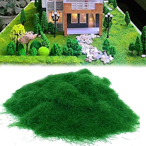 250g 5mm Modellbau Gras, Gras Modellbau Zubehör Landschaft Modelleisenbahn Kunstmoos zum Dekorieren Streugras Wiese Statische Gras Herde Wald Landschaft Gelände Eisenbahn Gartenbahn Mittelgrün von Mocoli