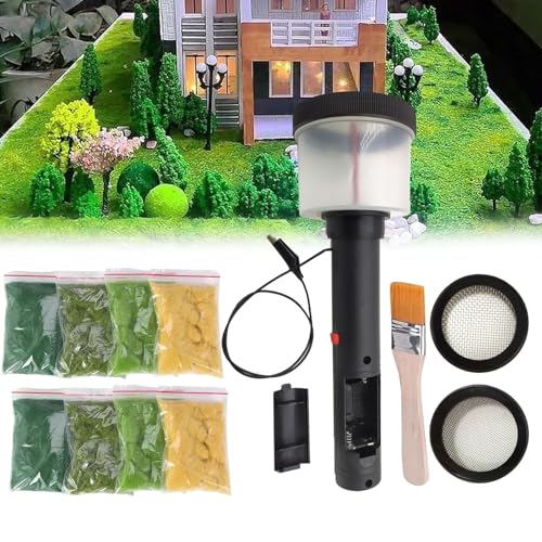Mini Static Grass Beflockung, 4 Colors Mini-Applikator für Beflockungsmaschine 8 Statisches Gras 2 Netcover ABS Applikator mit Antirutschgriff für DIY Scenic Modelling Sand Table Modellierung Mini Static Grass Beflockung, 4 Colors Mini-Applikator für Beflockungsmaschine 8 Statisches Gras 2 Netcover ABS Applikator mit Antirutschgriff für DIY Scenic Modelling Sand Table Modellierung von Mocoli