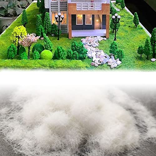 Modellbau Gras, 250g 5mm Modellbau Zubehör Modellbau Landschaft Modelleisenbahn Kunstmoos zum Dekorieren Streugras Wiese Statische Gras Herde Wald Landschaft Gelände Eisenbahn Gartenbahn Positivweiß von Mocoli