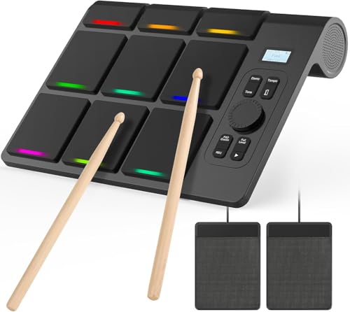 Schlagzeug Elektronisch, Schlagzeug Kinder Tragbares 9-Pad Digitales E Drum Set BT MIDI Verschiedene Audioverbindung LCD-Display Einstellbare Empfindlichkeit Elektrische Schlagzeug mit Drumsticks Schlagzeug Elektronisch, Schlagzeug Kinder Tragbares 9-Pad Digitales E Drum Set BT MIDI Verschiedene Audioverbindung LCD-Display Einstellbare Empfindlichkeit Elektrische Schlagzeug mit Drumsticks von Mocoli