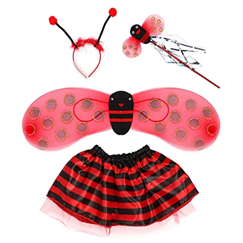 Mocoocouture 4pcs/set Kid Fairy Kostüm Set Ladybird Netter Flügel Gestreiftes Geschichteter Tu Mocoocouture 4pcs/set Kid Fairy Kostüm Set Ladybird Netter Flügel Gestreiftes Geschichteter Tu von Mocoocouture