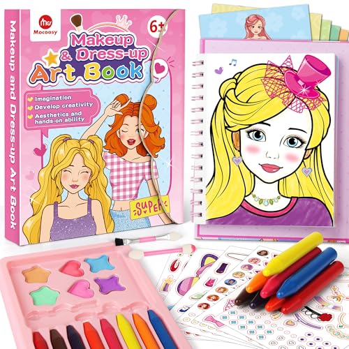 Mocoosy Make-up & Dress-up Bastelkits für Kinder 4-8, Papier Make-up-Aktivitätsaufkleber Buch, Mädchen Geburtstagsgeschenke, Mädchen Spielzeug Reise Spiele Geschenke für 4 5 6 7 8 9 10 Jahre Mädchen von Mocoosy