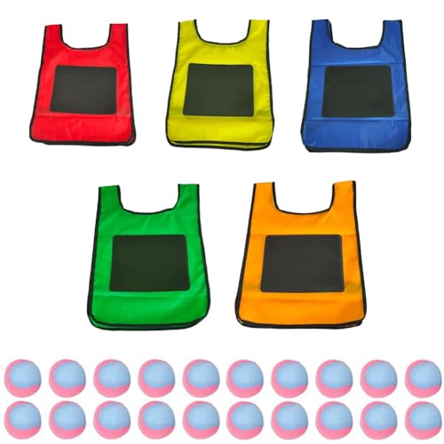 Mocturnity Eludeball-Spielset - 5-Teiliges Kinder-Eludeball-Tag-Klebewesten mit 20 Sport-Elude-Bällen für Indoor-Outdoor-Spielplatzspiele M Mocturnity Eludeball-Spielset - 5-Teiliges Kinder-Eludeball-Tag-Klebewesten mit 20 Sport-Elude-Bällen für Indoor-Outdoor-Spielplatzspiele M von Mocturnity