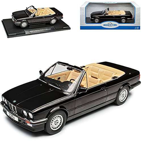 Model Car Group B-M-W 3er E30 325i Cabrio Schwarz 1982-1994 1/18 Modell Auto von Model Car Group