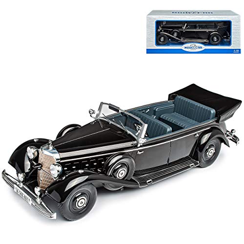 Model Car Group Mercedes-Benz 770K Cabriolet Schwarz 1938-1943 1/18 Modell Auto mit individiuellem Wunschkennzeichen von Model Car Group