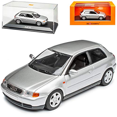 A*U*D*I A3 8L 3 Türer Silber Metallic 1. Generation 1996-2003 1/43 Minichamps Maxichamps Modell Auto von Model Car Group