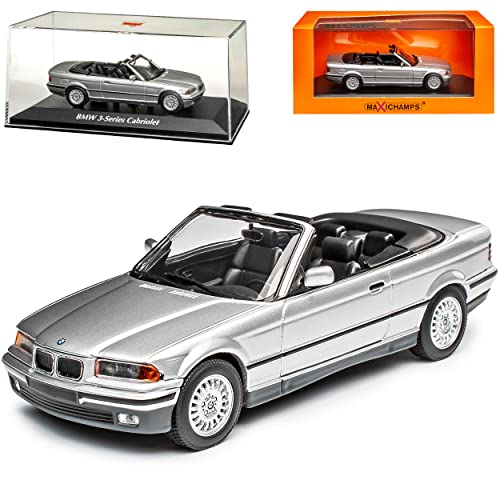 Model Car B-M-W 3er E36 Cabrio Silber 1990-2000 1/43 Minichamps Maxichamps Modell Auto von Model Car