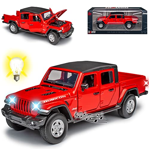 Jeep Wrangler JT Gladiator Pick-Up Rot Ab 2019 mit Licht und Sound 1/32 Tayumo Modell Auto von Model Car
