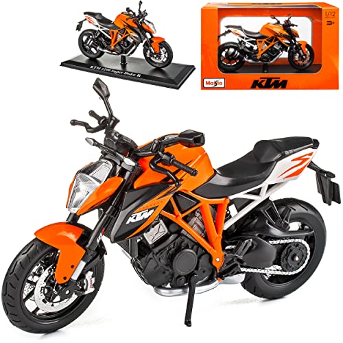 K-T-M 1290 Super Duke R Orange Ab 2013 mit Sockel 1/12 Motorrad mit individiuellem Wunschkennzeichen von Model Car