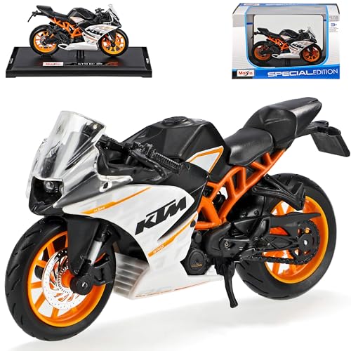 Model Car K-T-M RC390 Schwarz Weiss 1/18 Maisto Modell Motorrad mit individiuellem Wunschkennzeichen von Model Car