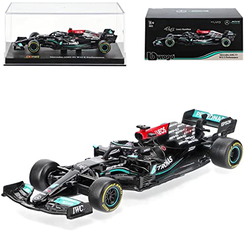 Mercedes-Benz AMG W12 E Performance Lewis Hamilton Nr 44 Formel 1 2021 mit Sockel und Vitrine 1/43 Bburago Modell Auto von Model Car