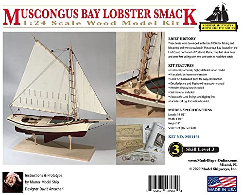 Model Shipways Muscongus Bay Lobster Smack 1:24 - Level III of The Shipwright Learning Series - Modellbausatz für Erwachsene zum Bauen Model Shipways Muscongus Bay Lobster Smack 1:24 - Level III of The Shipwright Learning Series - Modellbausatz für Erwachsene zum Bauen von Model Expo