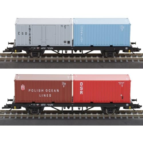 Tillig 01090 TT 2er Set Containertragwagen Lgkks 4444 mit 20' Containern, DR, Ep. IV von Modellbahnshop Korn