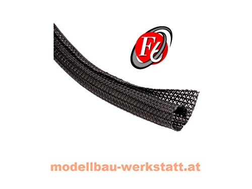 Modellbau-Werkstatt 1m Geflechtschlauch (Kabelschutz) 6mm schwarz selbstschließend! (Gewebeschlauch) von Modellbau-Werkstatt