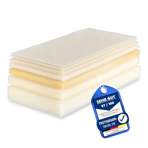 Premium Pflanzenschaum!- 15mm mittel Creme 250x500mm PPI20 Filter-Schaum Vegetationsschaum Polyurethan Architektur-Modellbau Baumkronen Büsche Landschaftsgestaltung Aquaristik Diorama Basteln Hobby… von Modellbauwerk