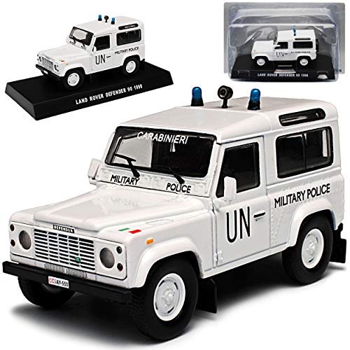 Modellcarsonline Land R*o*v*e*r Defender 90 Weiss 1998 UN Militär Polizei 1/43 Sonderangebot Modell Auto von Modellcarsonline