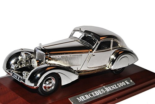 Modellcarsonline Mercedes-B 500K Chrom 1/43 Sonderangebot Modell Auto mit individiuellem Wunschkennzeichen von Modellcarsonline