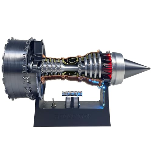 Jet Aircraft Turbofan Turbojet Engine Model Kit, 3D DIY Printed Electric Structures, Aero Mechanical Science, Gift, Education Display, Desktop Toy (Magnetic Base with Light TR-900 Engine, 27.9 cm) von Moderock