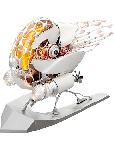 Mechanisches Nautilus-Metallmodell, motorisierte biomimetische Ozean-Kreatur-Kunst-Skulptur – kreatives Kunstspielzeug, Sammlerstück, einzigartige Geburtstagsgeschenkidee, Desktop-Dekor (weiße Montage von Moderock