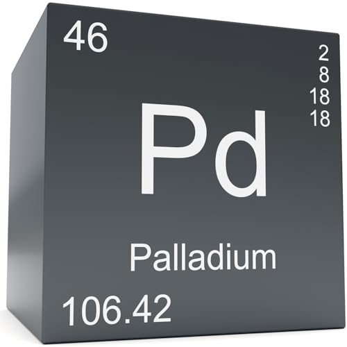 Periodensystem aus Palladium-Metallelementen, Spiegel-Finish, Dichte Würfel-Kollektion, Reinheit 99,95 %, Gewicht 11,2 g (Pd Kubisch, 10 mm) von Moderock