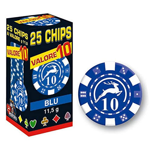 Modiano 25 Chips 11,5g Blau Wert 10 Texas Hold'em Poker Karten Spiel von Modiano