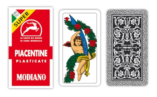 Modiano 300051 Italy Piacentine 81/25 Super Spielkarten, Rot von Modiano