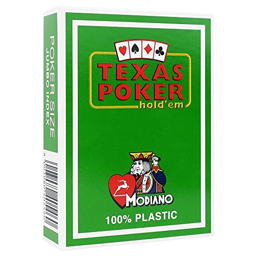 Modiano Kunststoff Texas Poker Jumbo-Spielkarten mit 2-Ecken-Index, 52 Spielkarten, 3 Joker, für Teen, Adult, ab 168 Jahren von Modiano
