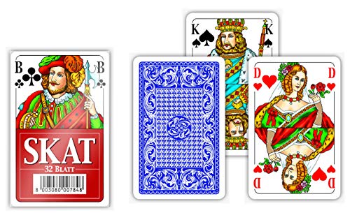 Modiano SKAT aus 100% Plastik französisches Bild; Spielkarten aus Plastik (blau/rot) (Blau) von Modiano