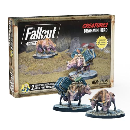 Modiphius Entertainment | Fallout Wasteland Warfare | Creatures: Brahmin Herd | Miniatures | Unpainted von Modiphius