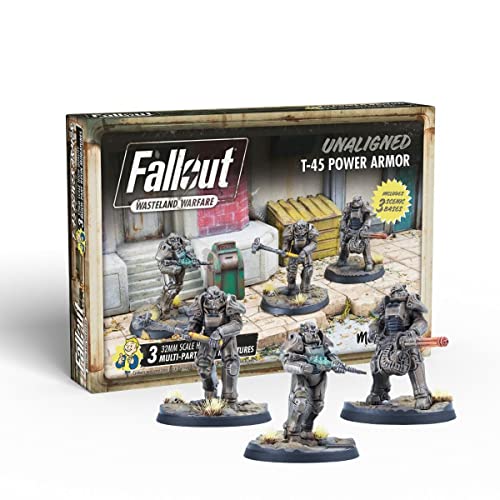 Modiphius Entertainment | Fallout Wasteland Warfare | Unaligned: T-45 Power Armour | Miniatures | Unpainted Modiphius Entertainment | Fallout Wasteland Warfare | Unaligned: T-45 Power Armour | Miniatures | Unpainted von Modiphius