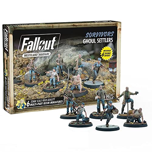 Modiphius Fallout Wasteland Warfare: Survivors - Ghoul Settlers (Der Slog) - 6 unlackierte Miniaturen aus Kunstharz, inklusive malerischer Basis, 32 mm große Figuren, Tisch-Rollenspiel-Minifiguren von Modiphius