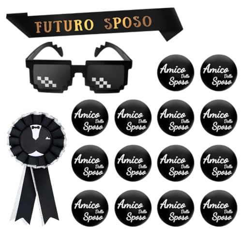 Moerstar Junggesellenabschied Männer Accessoires mit Bräutigam Schärpe Abzeichen Brillen Team Bräutigam JGA Buttons für Junggesellenabschied Deko Männer von Moerstar