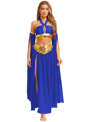 Moggemol Damen Bauchtanz Kostüm Set Indischer Tanz Arabische Prinzessin Orientalische Tanz-Outfits Bellydance Tribal Festival Halloween Kostüm von Moggemol