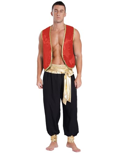 Moggemol Herren Fantasy Myth Prince Kostüm Für Erwachsene Ärmellose Weste Und Hose Bühnenoutfit Für Halloween-mottopartys Cosplay Burgundy&Black XXL Moggemol Herren Fantasy Myth Prince Kostüm Für Erwachsene Ärmellose Weste Und Hose Bühnenoutfit Für Halloween-mottopartys Cosplay Burgundy&Black XXL von Moggemol
