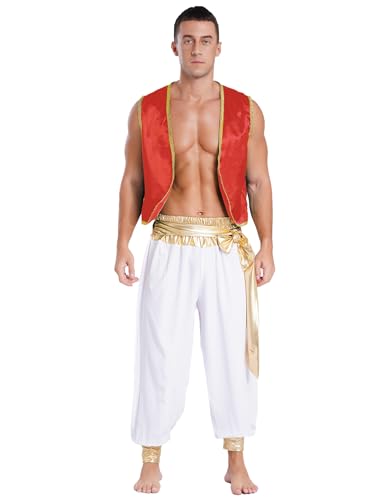 Moggemol Herren Fantasy Myth Prince Kostüm Für Erwachsene Ärmellose Weste Und Hose Bühnenoutfit Für Halloween-mottopartys Cosplay Burgundy&White XXL Moggemol Herren Fantasy Myth Prince Kostüm Für Erwachsene Ärmellose Weste Und Hose Bühnenoutfit Für Halloween-mottopartys Cosplay Burgundy&White XXL von Moggemol