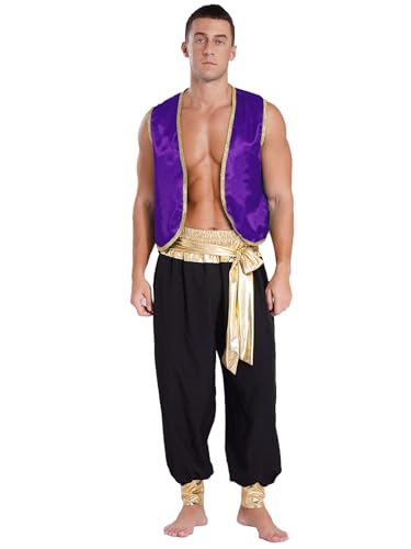 Moggemol Herren Fantasy Myth Prince Kostüm Für Erwachsene Ärmellose Weste Und Hose Bühnenoutfit Für Halloween-mottopartys Cosplay Dark Purple&Black L Moggemol Herren Fantasy Myth Prince Kostüm Für Erwachsene Ärmellose Weste Und Hose Bühnenoutfit Für Halloween-mottopartys Cosplay Dark Purple&Black L von Moggemol