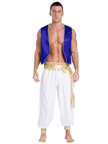 Moggemol Herren Fantasy Myth Prince Kostüm Für Erwachsene Ärmellose Weste Und Hose Bühnenoutfit Für Halloween-mottopartys Cosplay Royal Blue&White XXL Moggemol Herren Fantasy Myth Prince Kostüm Für Erwachsene Ärmellose Weste Und Hose Bühnenoutfit Für Halloween-mottopartys Cosplay Royal Blue&White XXL von Moggemol
