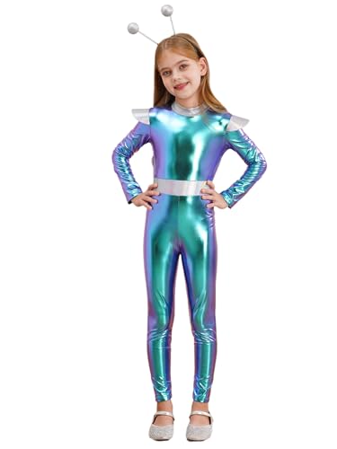 Moggemol Justaucorps Tanz Mädchen Astronautenkostüm Für Kinder Mit Glänzendem Metallischem Alien Stirnband Karneval Halloween Outfit Blau 146-152 Moggemol Justaucorps Tanz Mädchen Astronautenkostüm Für Kinder Mit Glänzendem Metallischem Alien Stirnband Karneval Halloween Outfit Blau 146-152 von Moggemol