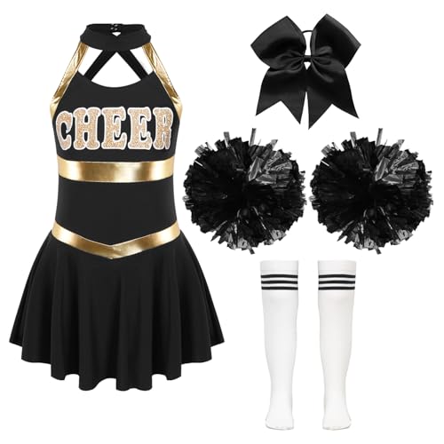 Moggemol Kind Mädchen Pom Pom Girl Kostüm Klassisches Tanzkleid Mädchen Mini Plissérock Tanzsocken Cheerleading Outfit Sportkleidung Jazz Tanz Kostüm B Weiß&Schwarz 110-116 Moggemol Kind Mädchen Pom Pom Girl Kostüm Klassisches Tanzkleid Mädchen Mini Plissérock Tanzsocken Cheerleading Outfit Sportkleidung Jazz Tanz Kostüm B Weiß&Schwarz 110-116 von Moggemol