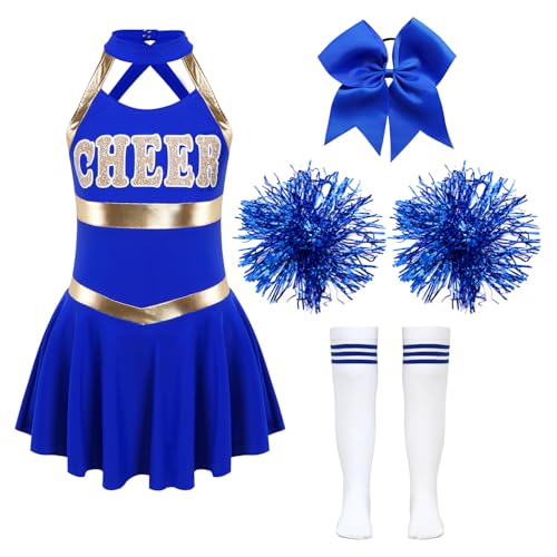 Moggemol Kind Mädchen Pom Pom Girl Kostüm Klassisches Tanzkleid Mädchen Mini Plissérock Tanzsocken Cheerleading Outfit Sportkleidung Jazz Tanz Kostüm Ein Blau 110-116 Moggemol Kind Mädchen Pom Pom Girl Kostüm Klassisches Tanzkleid Mädchen Mini Plissérock Tanzsocken Cheerleading Outfit Sportkleidung Jazz Tanz Kostüm Ein Blau 110-116 von Moggemol