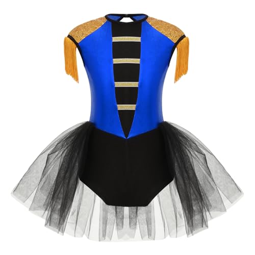 Moggemol Kind Mädchen Verkleidung Bewachen Königlich Halloween Kleid Tanzen Trommel Wesentlich Schlagzeuger Mit Hut Majorette Cosplay Anzug Karneval 3 Jahre - 16 Königsblau 110-116 von Moggemol