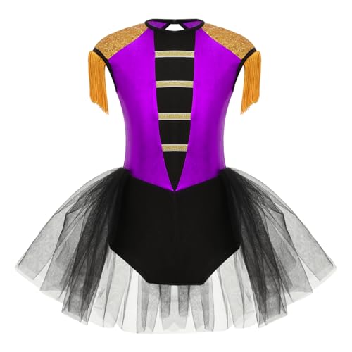 Moggemol Kind Mädchen Verkleidung Bewachen Königlich Halloween Kleid Tanzen Trommel Wesentlich Schlagzeuger Mit Hut Majorette Cosplay Anzug Karneval 3 Jahre - 16 Lila 134-140 von Moggemol