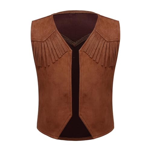 Moggemol Kostüm Cowboy Kind Junge Mädchen Westen Cowgirl Western Jacke Kurze Jacke Weste Cardigan Verkleidung Cowboy Cosplay Karneval Halloween Braun 122-128 Moggemol Kostüm Cowboy Kind Junge Mädchen Westen Cowgirl Western Jacke Kurze Jacke Weste Cardigan Verkleidung Cowboy Cosplay Karneval Halloween Braun 122-128 von Moggemol