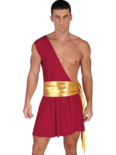 Moggemol Kostüm Verkleidung Griechische Toga Luxus Herren Gladiator Rock Herren Griechischer Gott Antikes Rom Römischer Kaiser Cosplay Karneval Fest S3xl Burgund M von Moggemol