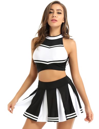 Moggemol Mini Robe Verkleidung Pompon Girl Damen Mini Rock Plissé Kostüm Karneval Träger Top Cheerleader Outfit Uniform Schule Musical Football Volleyball Schwarz M Moggemol Mini Robe Verkleidung Pompon Girl Damen Mini Rock Plissé Kostüm Karneval Träger Top Cheerleader Outfit Uniform Schule Musical Football Volleyball Schwarz M von Moggemol