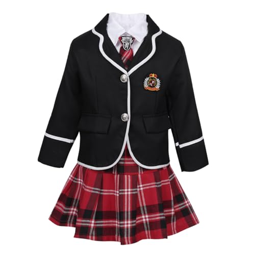 Moggemol Schuluniform Mädchen Kinder Cosplay Verkleidung Schülerin Mantel Karo Rock Plissiert Mit Krawatte Set Schulkostüm 414 Jahre Schwarz 128-140 Moggemol Schuluniform Mädchen Kinder Cosplay Verkleidung Schülerin Mantel Karo Rock Plissiert Mit Krawatte Set Schulkostüm 414 Jahre Schwarz 128-140 von Moggemol